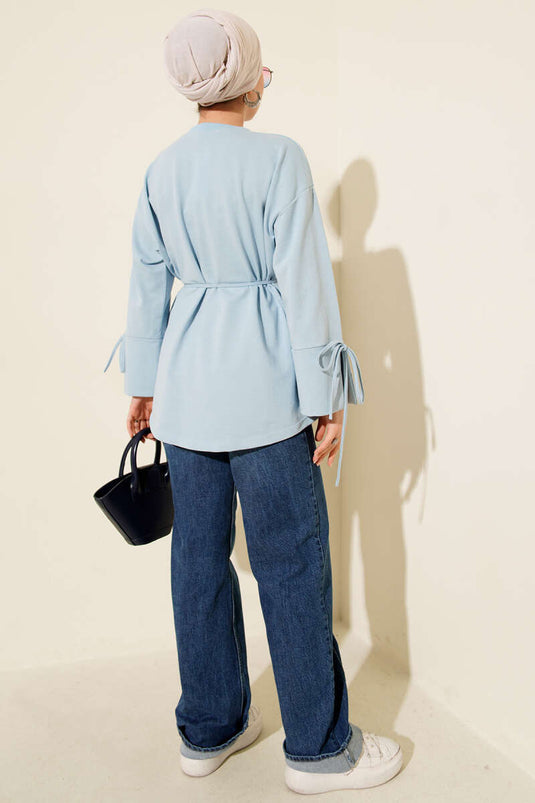 Tunique à double cordon et manches lacées, bleu ciel