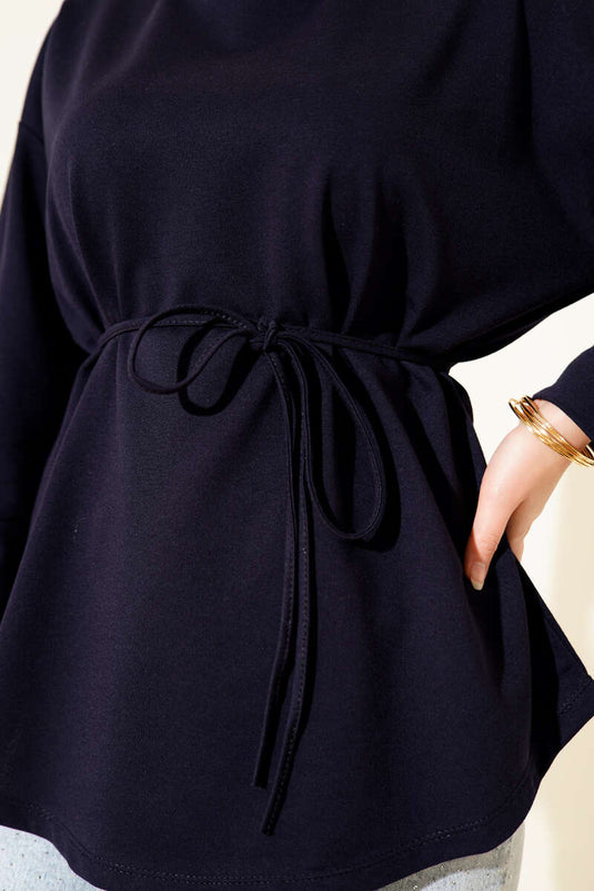 Tunique à double cordon et manches lacées, bleu marine