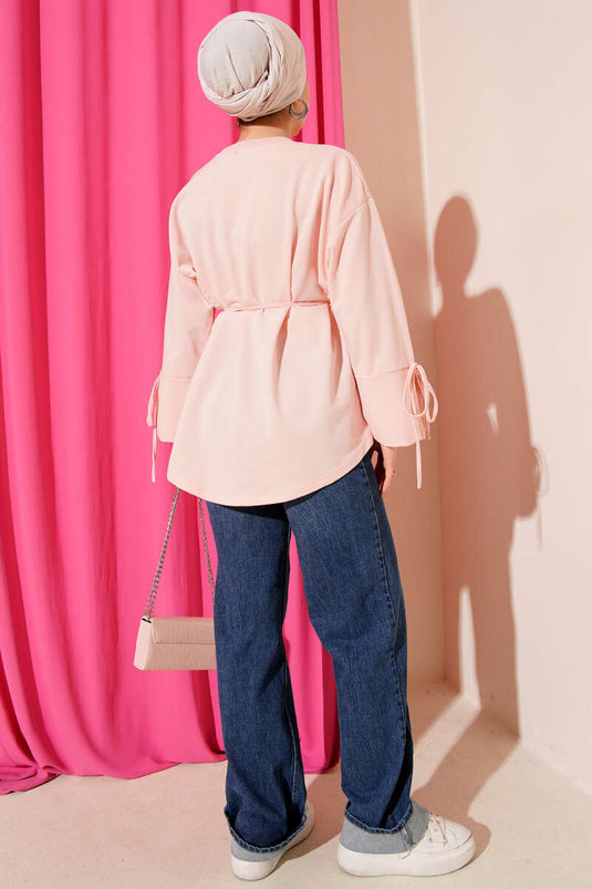 Tunique à deux cordons et manches lacées, couleur poudre