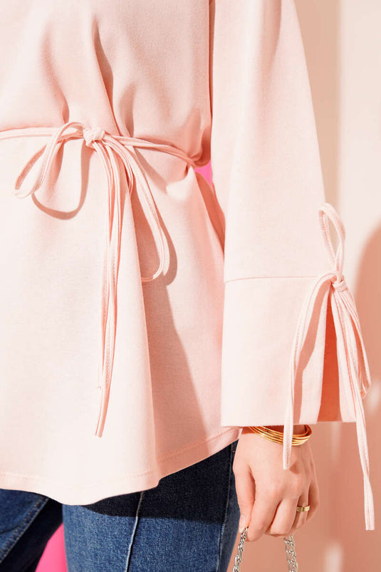 Tunique à deux cordons et manches lacées, couleur poudre