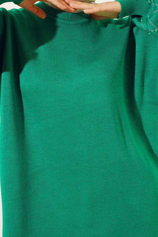 Kralenmouwen Knitwear Dubbel Pak Groen