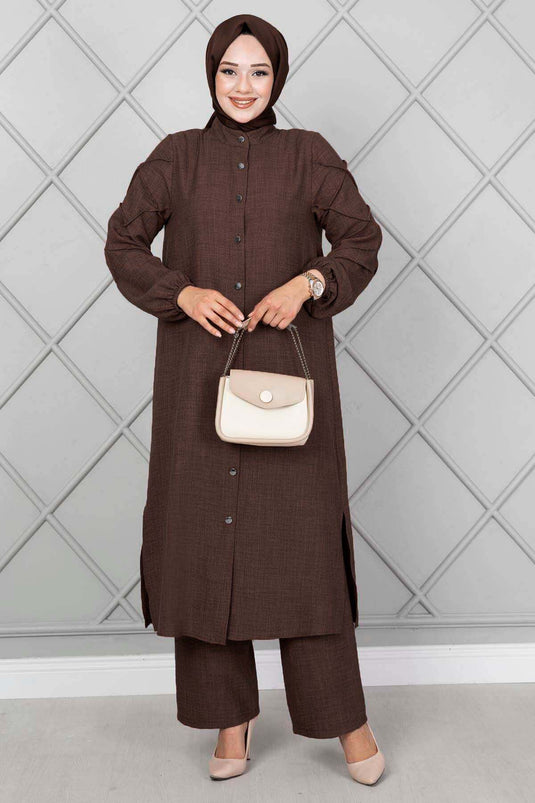 Tuta Pullover a Maniche Doppie Marrone Amaro