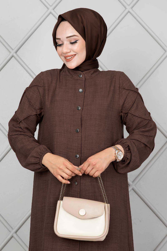 Dubbelmouw Pullover Pak Bitter Bruin