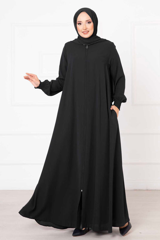 Sleeved Gipeli Mevlana Abaya Anthracite