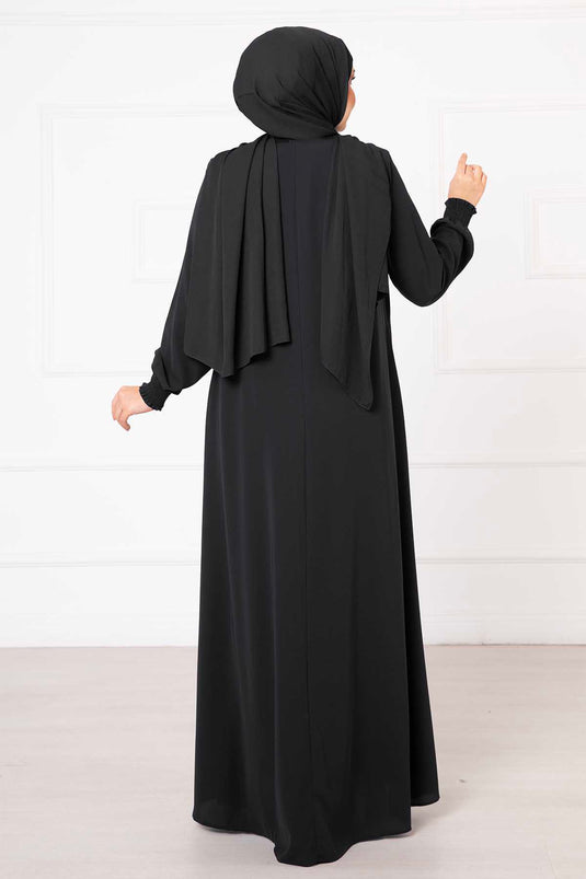 Sleeved Gipeli Mevlana Abaya Anthracite