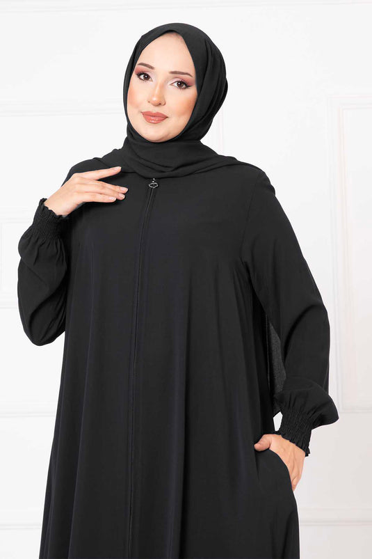 Sleeved Gipeli Mevlana Abaya Anthracite