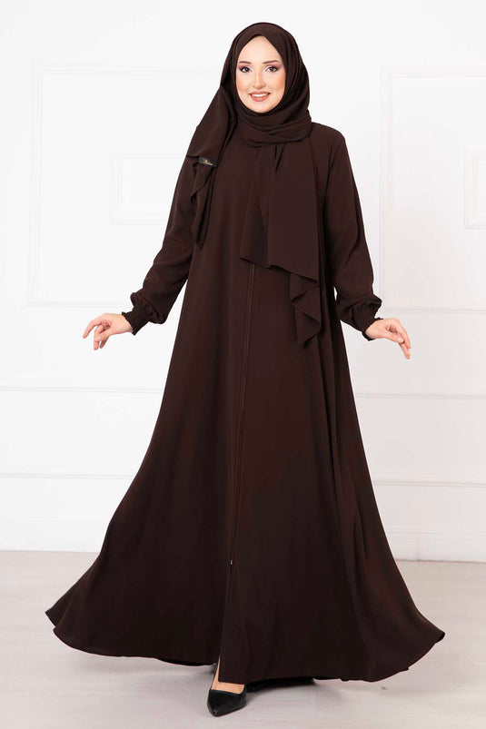 Abaya Mevlana marron avec manches Gipel