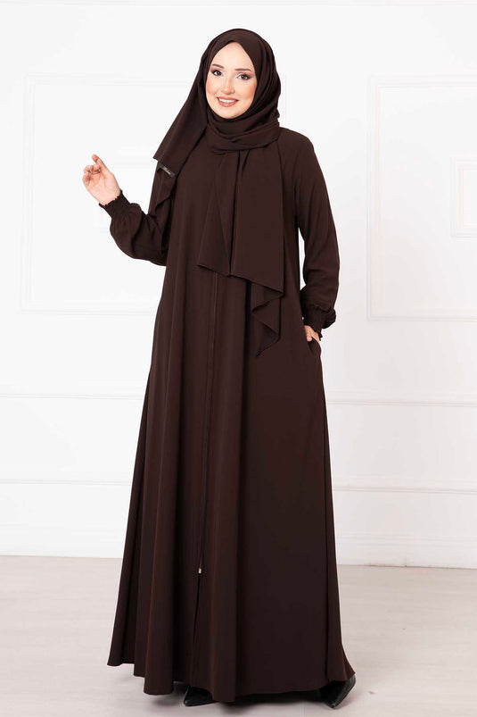 Abaya Mevlana marron avec manches Gipel