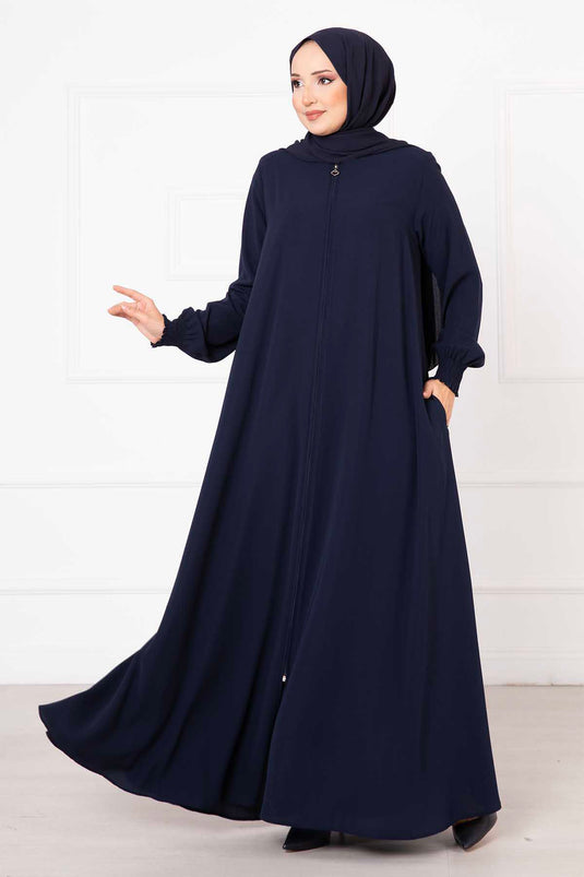 Mevlana Abaya met Gipel Mouwen Marineblauw