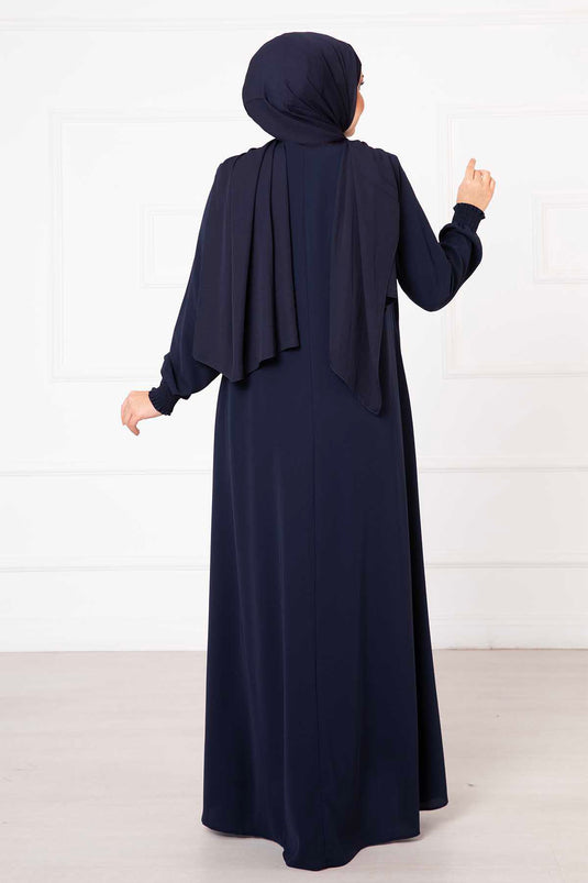 Abaya Mevlana à manches Gipel bleu marine