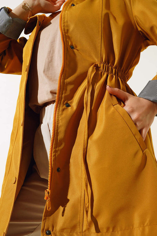 Folded Sleeve Trench Coat Olive Green