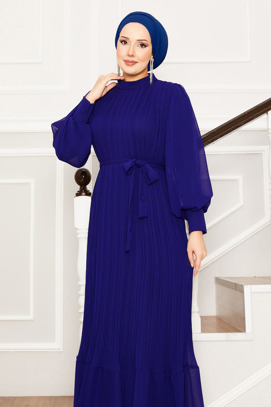 Robe de soirée hijab à manches en organza Saxe