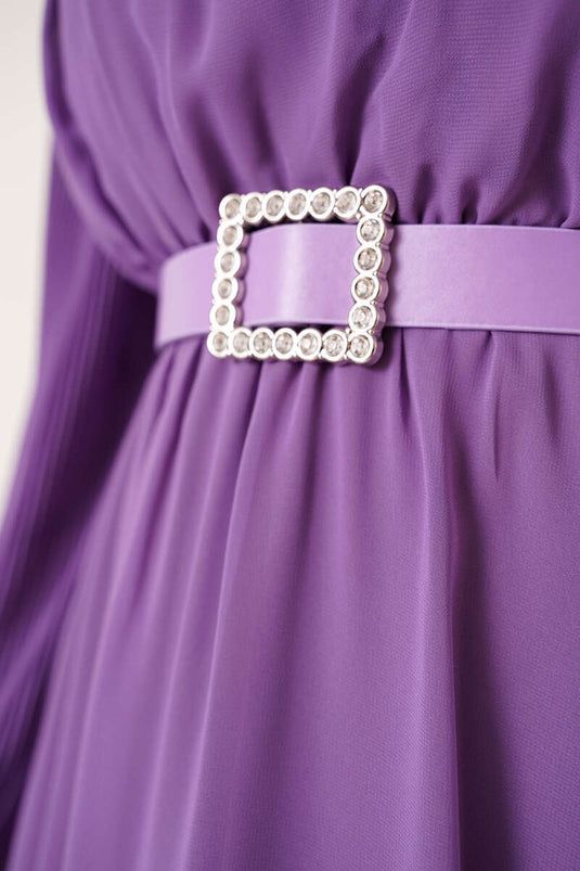 Robe Manches Plissées Lilas