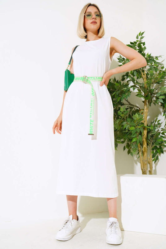 Robe basique sans manches écru