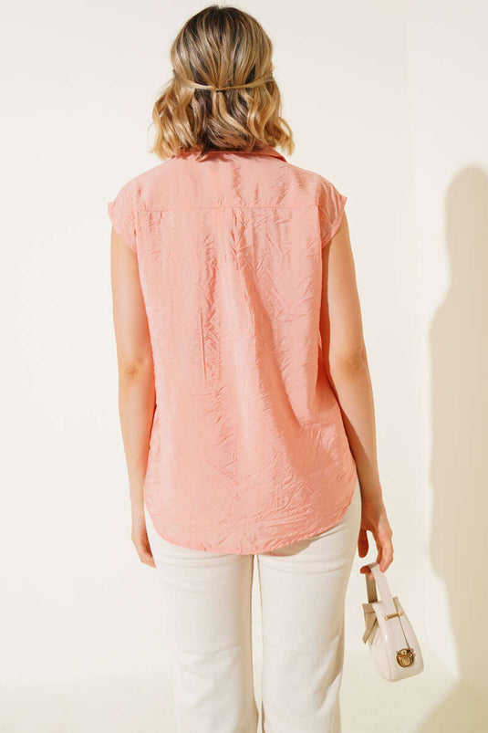 Chemise sans manches à double poche poitrine, rose pâle