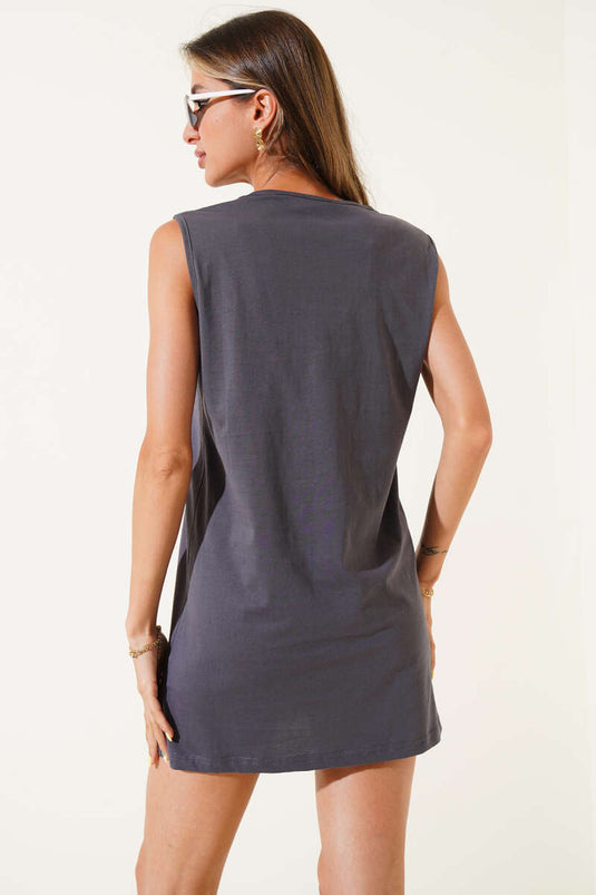 Ärmelloses Kleid Anthrazit