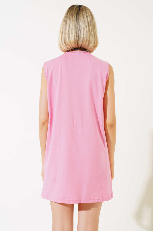 Robe sans manches rose