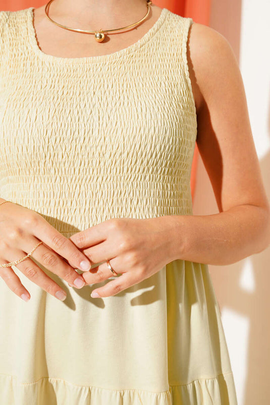 Sleeveless Gipel Layered Dress Yellow