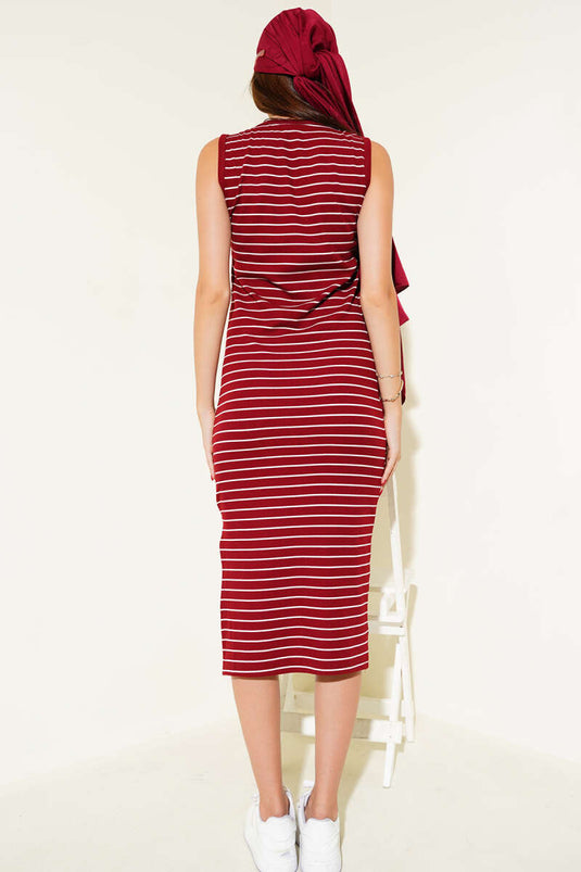 Robe midi sans manches bordeaux
