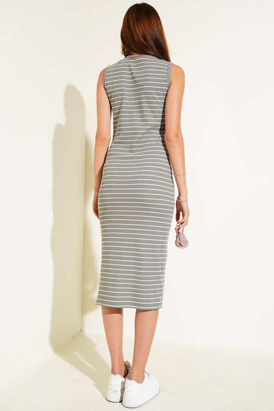 Ärmelloses Midikleid Grau