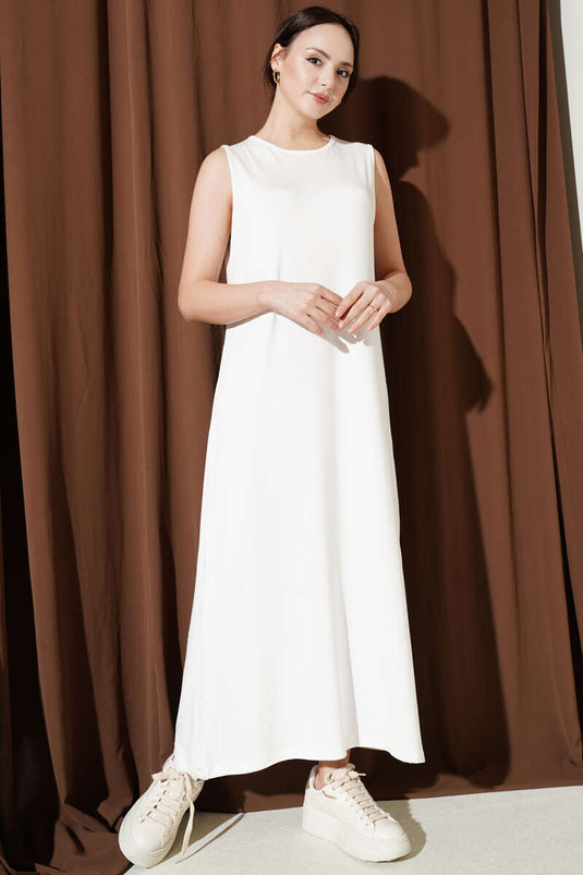 Sleeveless Long Basic Undershirt Ecru
