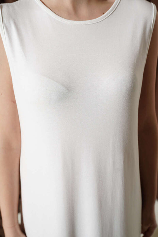 Sleeveless Long Basic Undershirt Ecru
