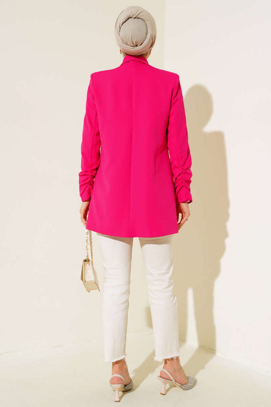 Veste Manches Froncées Fuchsia