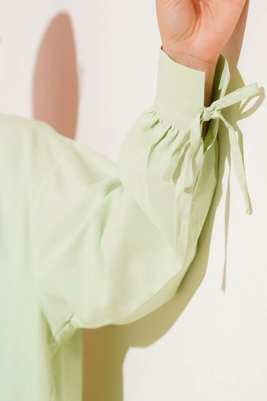 Geschlitzte Tunika mit Kordelzugärmeln, Aquagrün