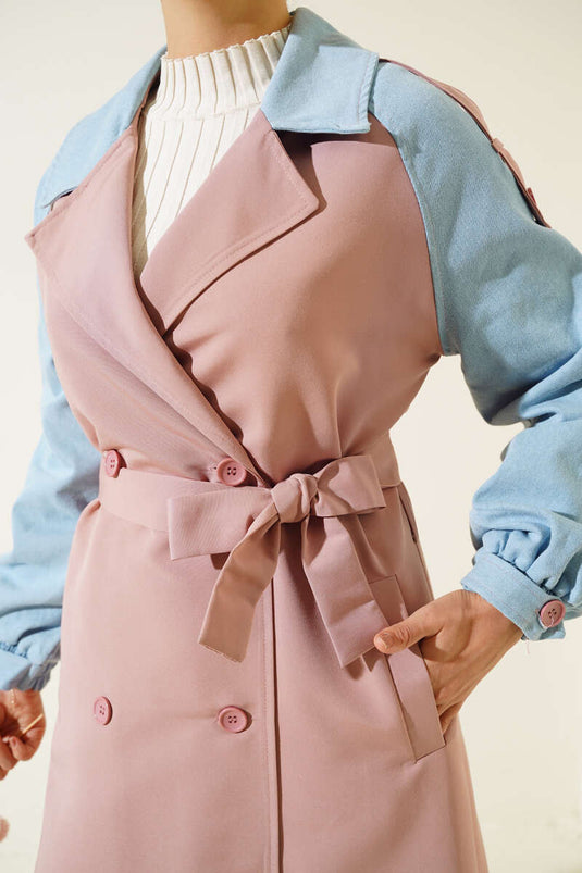 Arm Detail Trench Coat Powder