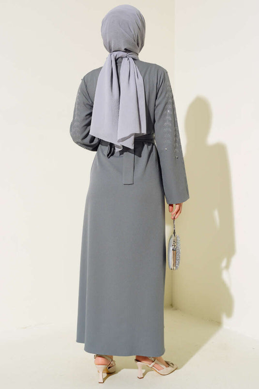 Abaya Nefti avec manches décorées de pierres