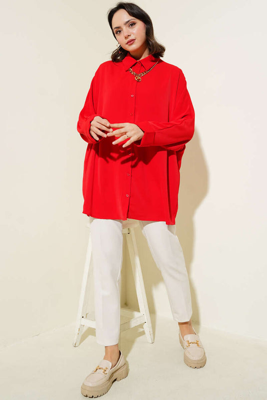 Batwing Bat Shirt Loose Red