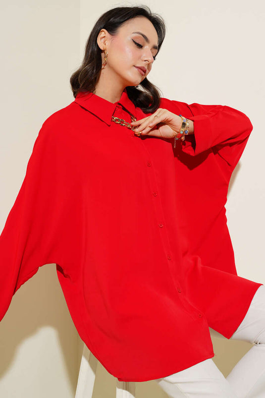 Batwing Bat Shirt Loose Red