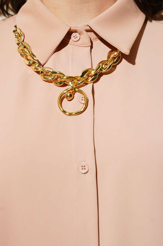 Camicia ampia a manica lunga con collo a pipistrello Latte