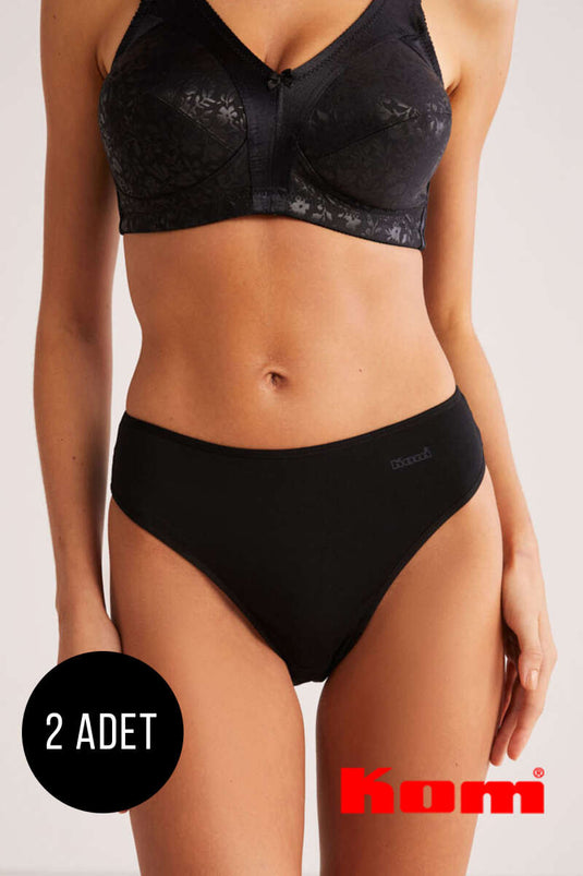 Kom Basic 2'li Slip Külot Siyah