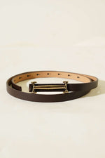 Ceinture fine à boucle pont en marron foncé