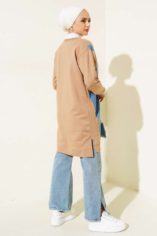 Kot Garni Detaylı Tunik Latte