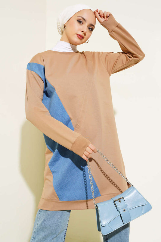 Kot Garni Detaylı Tunik Latte