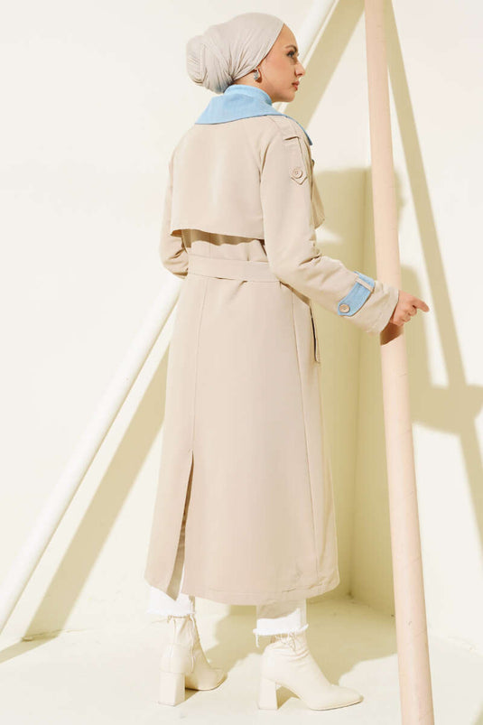 Beige Trench Coat with Epaulettes