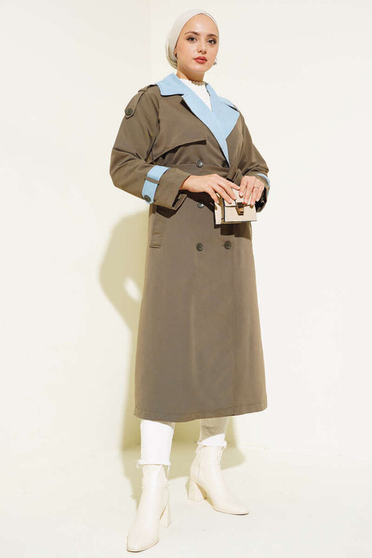 Haki Epaulette Trench Coat