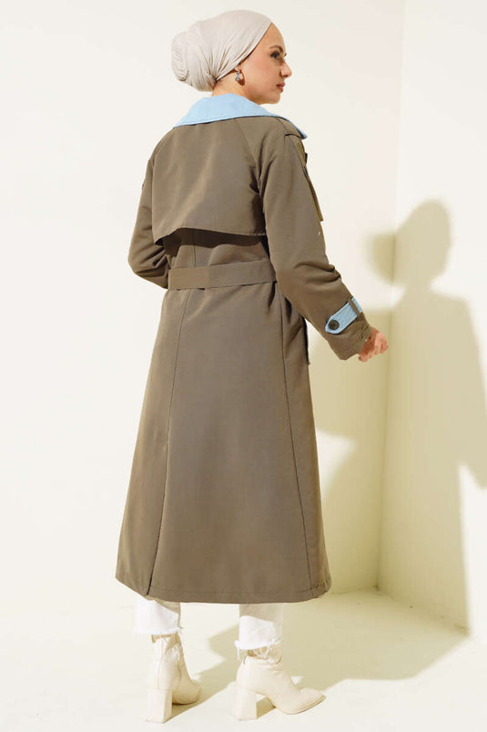 Haki Epaulette Trench Coat