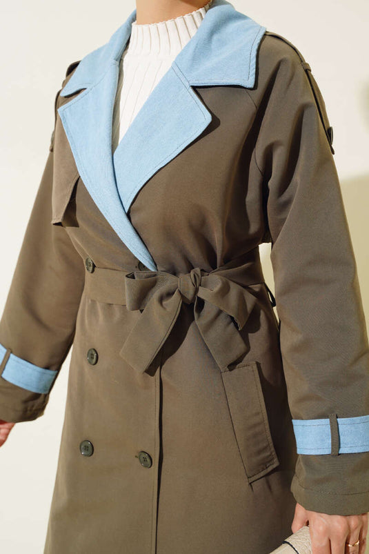 Haki Epaulette Trench Coat