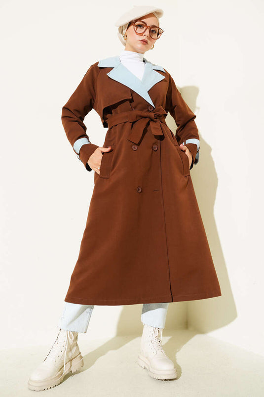 Denim Garnish Epaulette Trenchcoat Braun