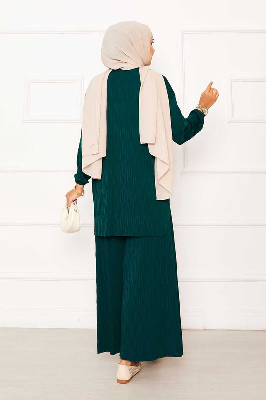 Kraş Pattern Sandy Two Piece Suit Emerald