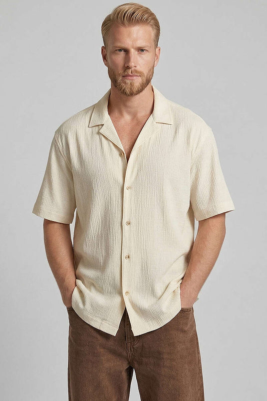 Krinkıl Oversize Men's Shirt Beige