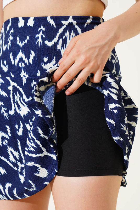 Krinkıl Şort Etek Lacivert