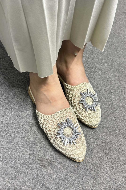 Chaussons Paille Cristal Crème