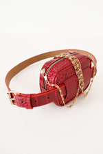 Sac banane rouge à motif crocodile