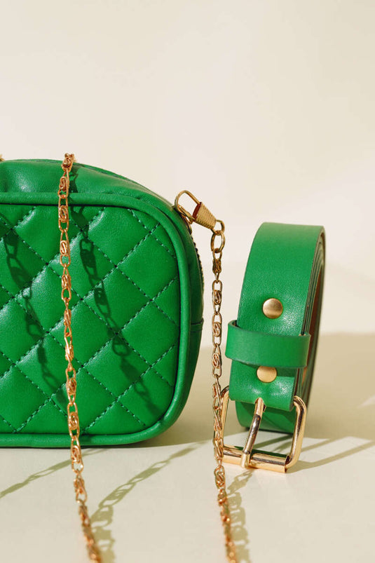 Mini sac banane à motif crocodile vert