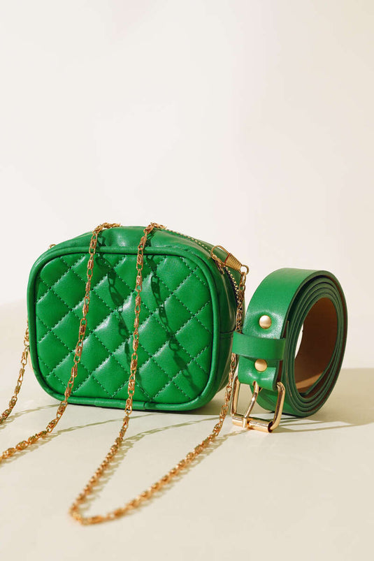 Mini sac banane à motif crocodile vert