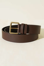 Ceinture à boucle métallique aspect crocodile couleur marron foncé